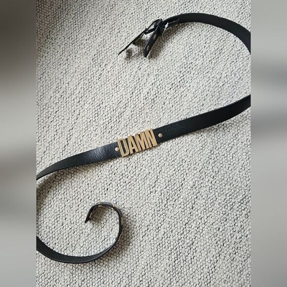 Deena & Ozzy Accessories - Nwt Black Leather Belt with Gold Accent